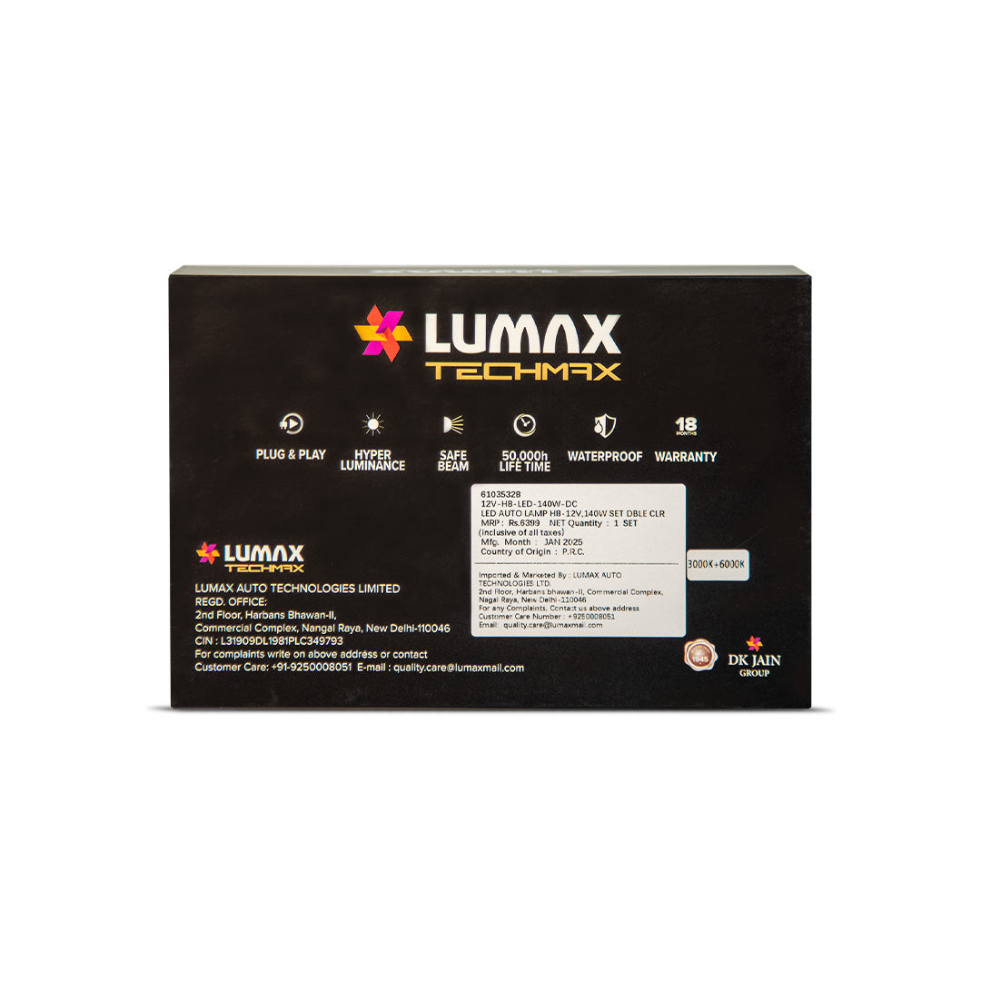 LED AUTO LAMP H8-12V,140W SET DBLE CLR